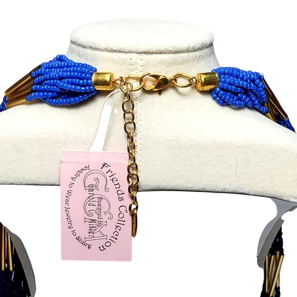 Blue Seed Bead Long Necklace Garold C Miller Fashion Jewelry 28" - Picture 3 of 5